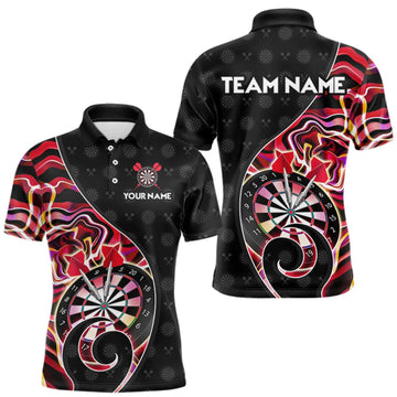 Maxcorners Custom Red Neon Wave Darts Shirt for Men Darts Team Jerseys Dartboard Shirt LM1508
