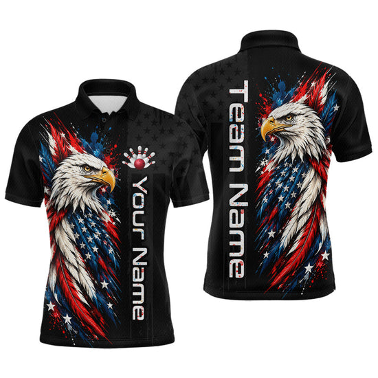 Maxcorners Custom American Eagle Bowling Jerseys for Men Bowling League Patriotic Team Jersey Gift