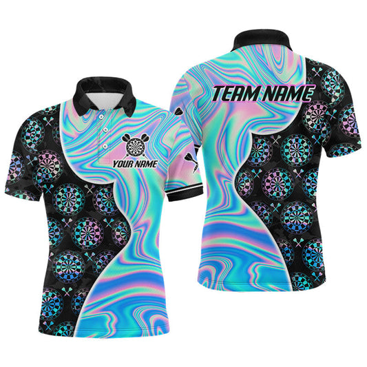 Maxcorners Holograpic Dartboard Pattern Custom Darts Shirt for Men Darts Team Jerseys Dartboard Shirt LM0410