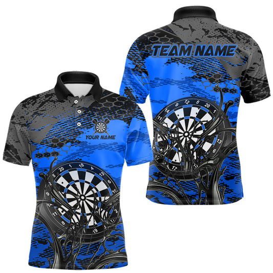Maxcorners Blue Splatter Dartboard Custom Darts Shirt for Men Darts Team Jerseys Dartboard Shirt LM0410