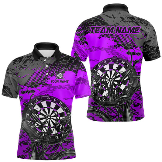 Maxcorners Purple Splatter Dartboard Custom Darts Shirt for Men Darts Team Jerseys Dartboard Shirt LM0410