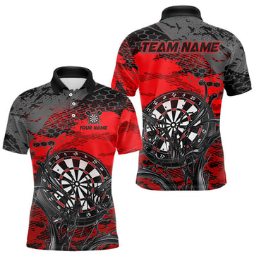 Maxcorners Red Splatter Dartboard Custom Darts Shirt for Men Darts Team Jerseys Dartboard Shirt LM0410