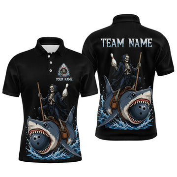 Maxcorners Custom Grim Reaper Shark Bowling Jersey for Men Bowling Team Shirts Bowling League LM2607