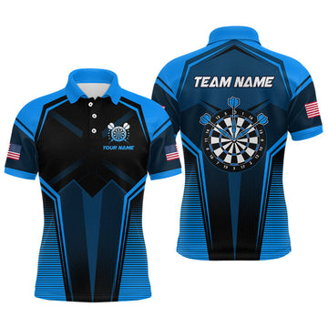Maxcorners Blue American Flag Custom Darts Shirt for Men Darts Team Jerseys Dartboard Shirt LM0410