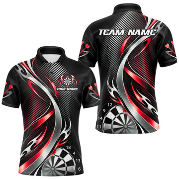 Maxcorners Red and Silver Dartboard Custom Darts Shirt for Men Dart Team Jerseys Dart League Uniform LM2709