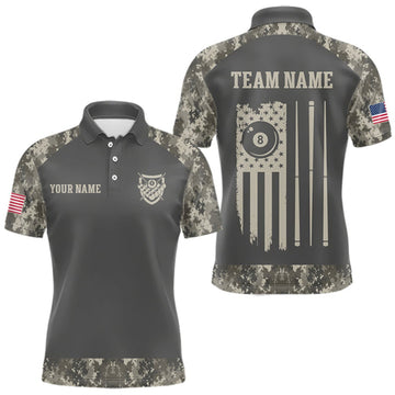 Maxcorners Military Camo Green 8 Ball Billiard Shirts For Men Custom Team League Billiard Jerseys LM1508