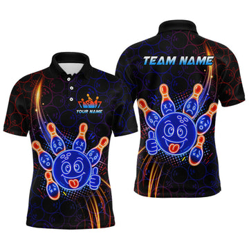 Maxcorners Custom Funny Neon Bowling Shirt for Men Bowling Team Shirts Bowling League Polo & 1/4 Zip LM0106