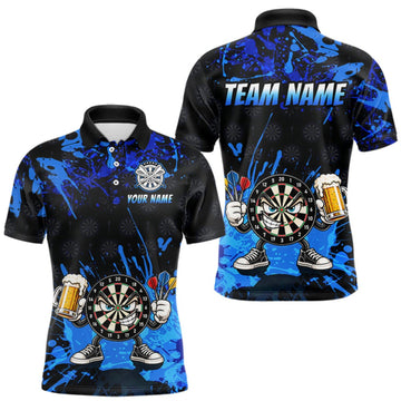 Maxcorners Custom Blue Funny Dartboard with Beer Dart Shirts for Men Dart Team Jerseys Darts League Dartboard Shirt LM0510