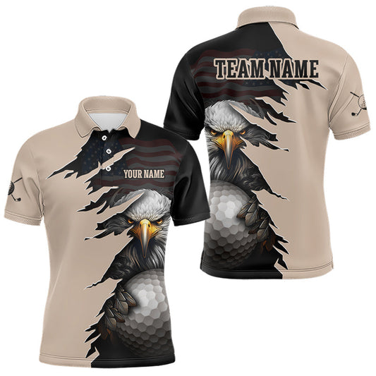 Maxcorners Custom American Flag Eagle Golf Mens Golf Polo Shirt Patriotic Team Golf Shirts Golf Gifts LM0208
