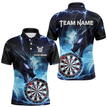 Maxcorners Custom Thunder Dragon Darts Shirt for Men Darts Team Jerseys Dartboard Shirt Dart League LM1508