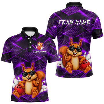 Maxcorners Purple Squirrel Funny Custom Bowling Jersey for Men