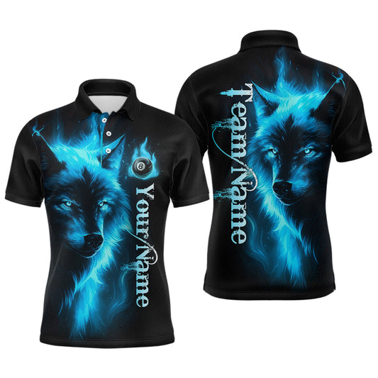 Maxcorners Custom Wolf 8 Ball Billiard Shirts for Men Billiard Team Shirts Billiard League Polo & 1/4 Zip