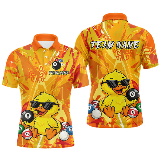 Maxcorners Custom Yellow Duck Funny 8 Ball Pool Shirts Billiard Shirt for Men Billiard Team Jersey League