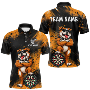 Maxcorners Bulldog Mens Darts Polo & Quarter Zip Shirts Custom Dart Shirts For Team Darts Jerseys