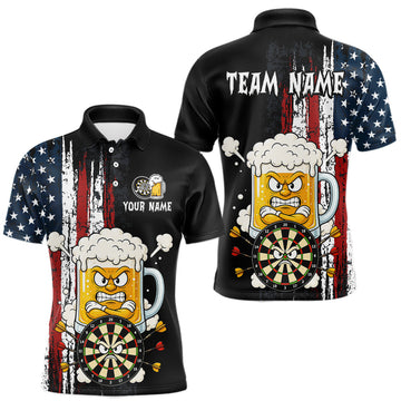 Maxcorners Custom US Flag Funny Beer Darts Shirt for Men Darts Team Jerseys Polo & 1/4 Zip Dart LeagueMaxcorners Custom US Flag Funny Beer Darts Shirt for Men Darts Team Jerseys Polo & 1/4 Zip Dart League LM0510