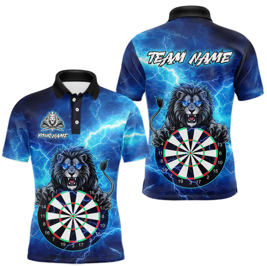 Maxcorners Custom Thunder Lion Dart Shirt Dart Team Jersey for Men Dartboard Polo & 1/4 Zip Shirts