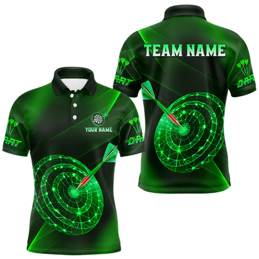 Maxcorners Custom Neon Green Cyber Dartboard Darts Shirt for Men Darts Team Jerseys Polo & 1/4 Zip