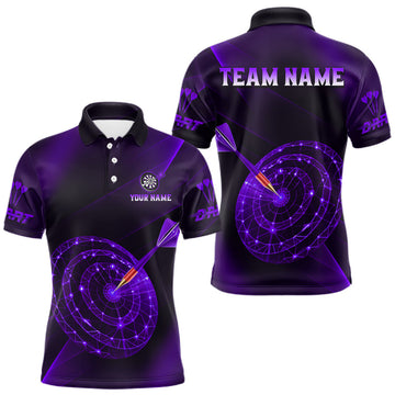 Maxcorners Custom Neon Purple Cyber Dartboard Darts Shirt for Men Darts Team Jerseys Polo & 1/4 Zip