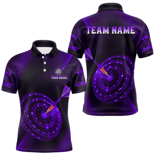 Maxcorners Custom Neon Purple Cyber Dartboard Darts Shirt for Men Darts Team Jerseys Polo & 1/4 Zip