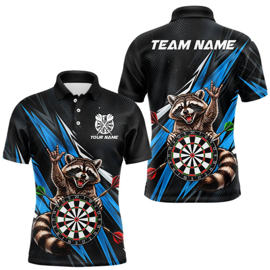 Maxcorners Custom Turquoise Funny Raccoon Dart Shirts for Men Dart Team Jerseys Dartboard Outfit League LM0510