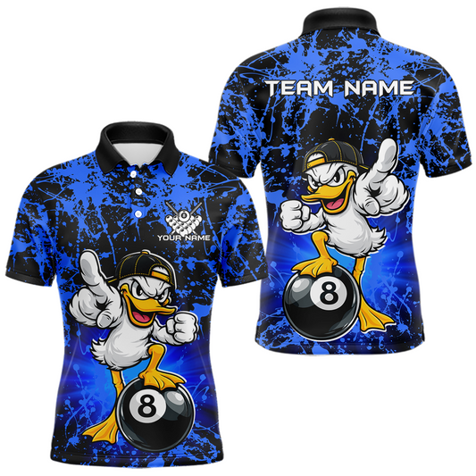 Maxcorners Custom Blue Funny Duck Billiard Shirt for Men Billiard Team Jersey League 8 Ball Pool Shirts LM1005