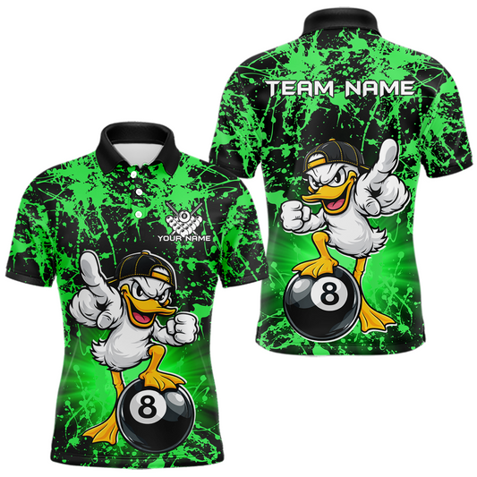 Maxcorners Custom Green Funny Duck Billiard Shirt for Men Billiard Team Jersey League 8 Ball Pool Shirts LM2704