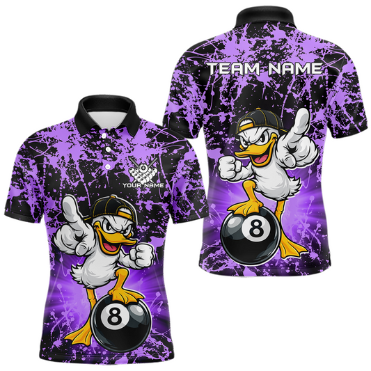 Maxcorners Custom Purple Funny Duck Billiard Shirt for Men Billiard Team Jersey League 8 Ball Pool Shirts LM2704