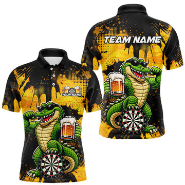 Maxcorners Custom Funny Beer Alligator Darts Shirt for Men Darts Team Jerseys Dart League Shirts