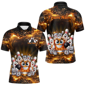 Maxcorners Custom Funny Whiskey Bowling Shirt for Men Bowling Team Jersey Bowling League Polo & 1/4 Zip