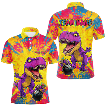 Custom Graffiti Dinosaur Bowling Jersey for Men Unisex Bowling Shirts for Team Polo & 1/4 Zip LM1203