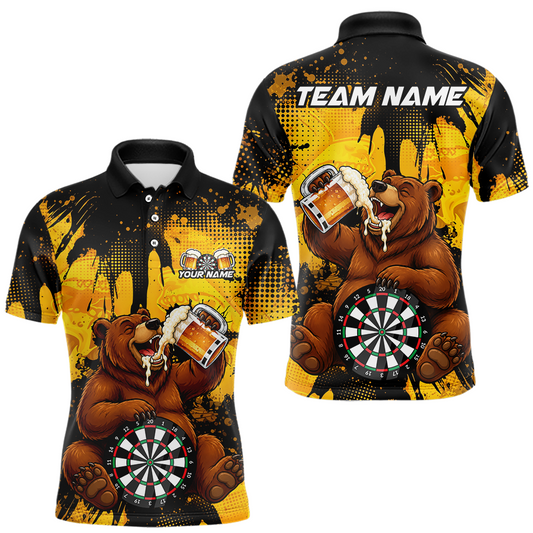 Maxcorners Custom Funny Beer Bear Darts Shirt for Men Darts Team Jerseys Polo & 1/4 Zip Dart LeagueMaxcorners Custom Funny Beer Bear Darts Shirt for Men Darts Team Jerseys Polo & 1/4 Zip Dart League LM0510