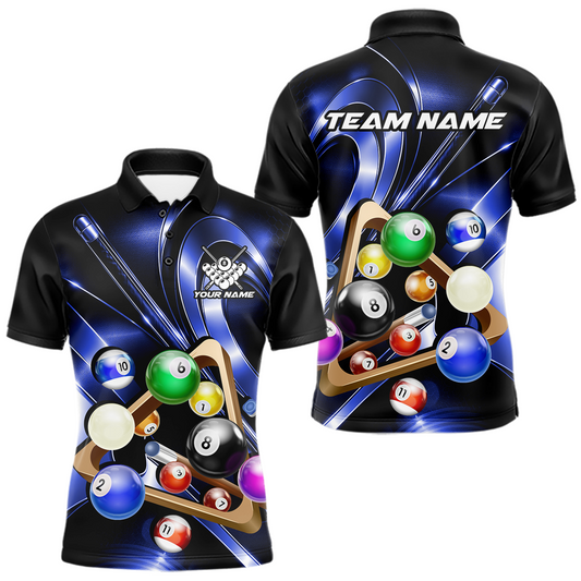 Maxcorners Custom Ball Pool Shirts Blue Billiard Shirt for Men Billiard Team Jersey Billiard League LM2704