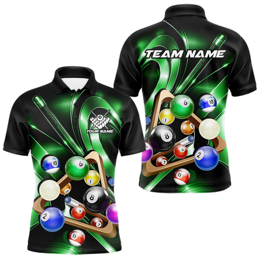 Maxcorners Custom Ball Pool Shirts Green Billiard Shirt for Men Billiard Team Jersey Billiard League LM2704