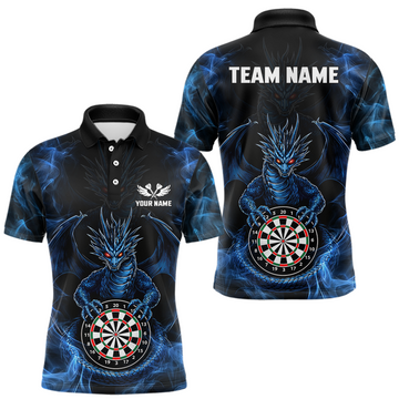 Maxcorners Custom Blue Dragon Darts Board Dart Shirts For Men Darts Team Jerseys Polo & 1/4 Zip LM1104