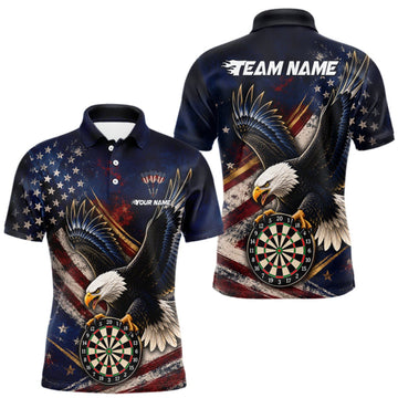 Maxcorners Custom American Flag Eagle Darts Shirt for Men Darts Team Jerseys Dartboard Shirt LM1508