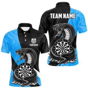 Maxcorners Custom Turquoise Cobra Snake Darts Shirt for Men Darts Team Jerseys Dartboard Shirt LM1508