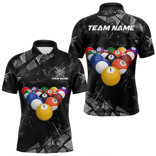Maxcorners Custom Balls Billiard Shirts for Men Billiard League Billiard Team Shirts Polo & 1/4 Zip
