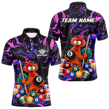 Maxcorners Custom Purple Chicken 8 Ball Billiard Shirt for Men Billiard Jerseys Team Billiard League LM1705