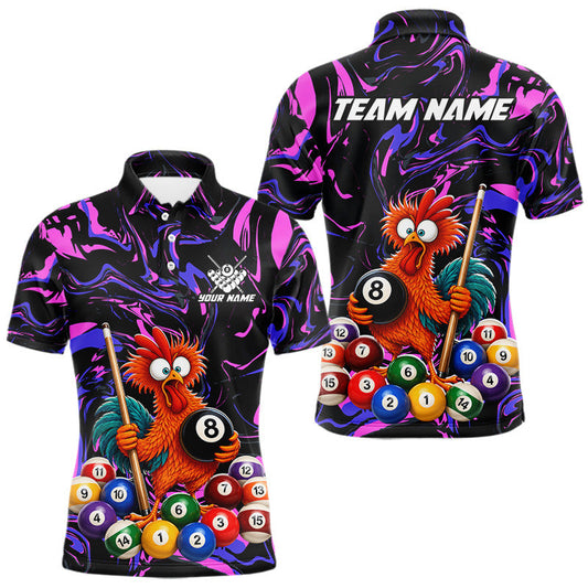 Maxcorners Custom Purple Chicken 8 Ball Billiard Shirt for Men Billiard Jerseys Team Billiard League LM1705