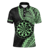 Maxcorners Custom Green Tribal Dart Shirts for Men Dart Team Jersey Dartboard Gifts Polo & 1/4 Zip LM1903
