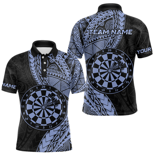 Maxcorners Custom Green Tribal Dart Shirts for Men Dart Team Jersey Dartboard Gifts Polo & 1/4 Zip