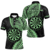 Maxcorners Custom Green Tribal Dart Shirts for Men Dart Team Jersey Dartboard Gifts Polo & 1/4 Zip LM1903