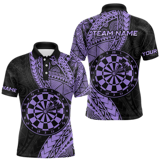 Maxcorners Custom White Tribal Dart Shirts for Men Dart Team Jersey Dartboard Gifts Polo & 1/4 Zip