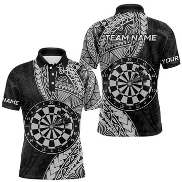 Maxcorners Custom Yellow Tribal Dart Shirts for Men Dart Team Jersey Dartboard Gifts Polo & 1/4 Zip