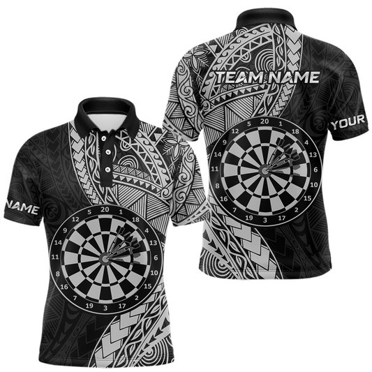 Maxcorners Custom Yellow Tribal Dart Shirts for Men Dart Team Jersey Dartboard Gifts Polo & 1/4 Zip