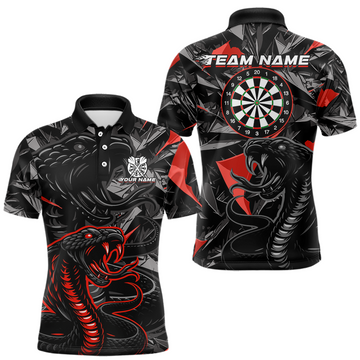 Maxcorners Custom Red Lightning Cobra Bowling Men Polo Shirt, Bowling Tournament Team Shirt