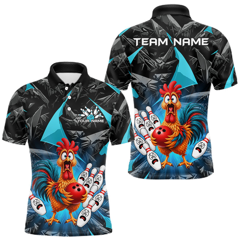 Maxcorners Custom Turquoise Chicken Bowling Jerseys For Men Bowling Team Jerseys Bowling for Bowlers