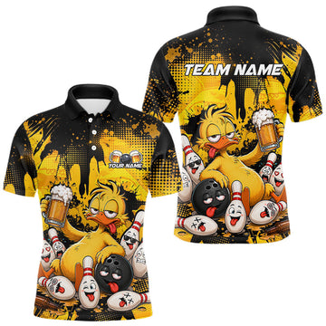 Maxcorners Funny Beer Duck Drunk Custom Bowling Shirts For Men Bowling Team Shirts Bowling League