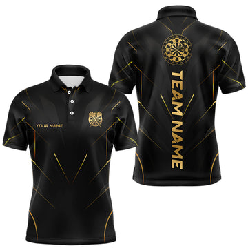 Maxcorners Black and Gold Dartboard Custom Darts Shirt for Men Darts Team Jerseys Dartboard Shirt