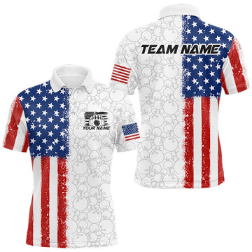 Maxcorners Custom American Flag Bowling Team Shirts Bowling Jersey for Men Bowling League LM2607